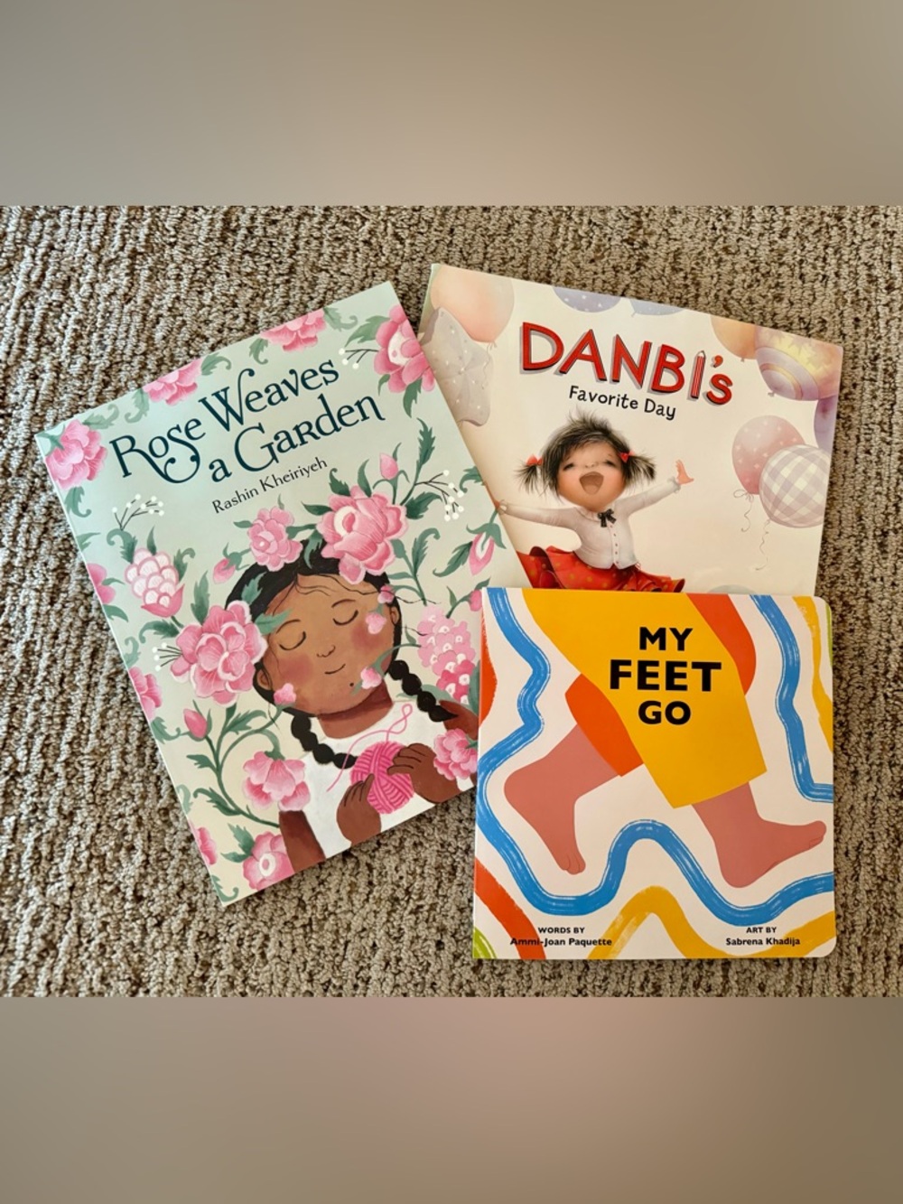 Set of 3 children’s books - My Feet Go, Rose Weaves a Garden, Danbi’s Favorite